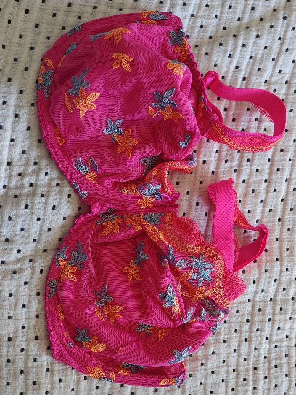 Prima Donna Bright Pink Floral-Embroidered Kids Swim Top